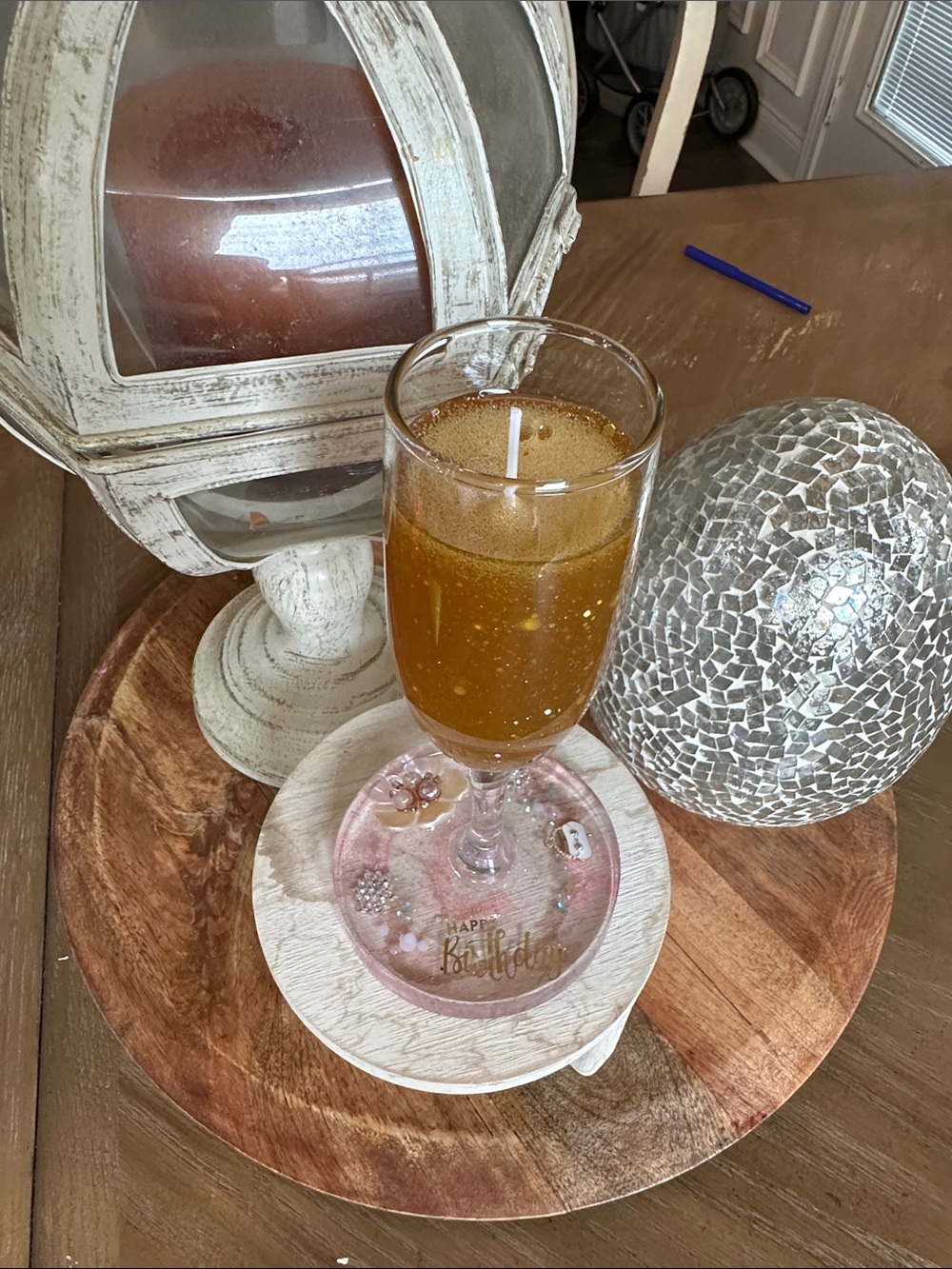 🎉Birthday🎉Glass Champagne Flute gel wax candle-vanilla coconut - Picture 2 of 8